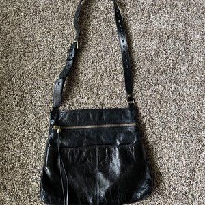 Black leather HOBO shoulder bag